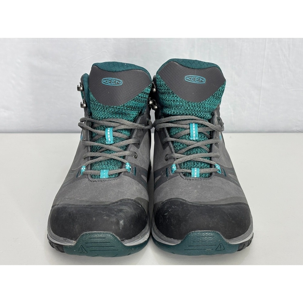Keen Sedona Pulse Utility Boots Womens Gray Green Aluminum Toe Lace Up 8.5M